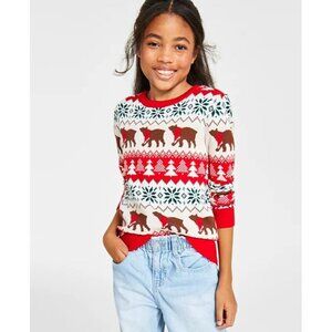 Holiday Lane Youth Girls Size XL Santa Bear Crewneck Sweater in Red $40 238